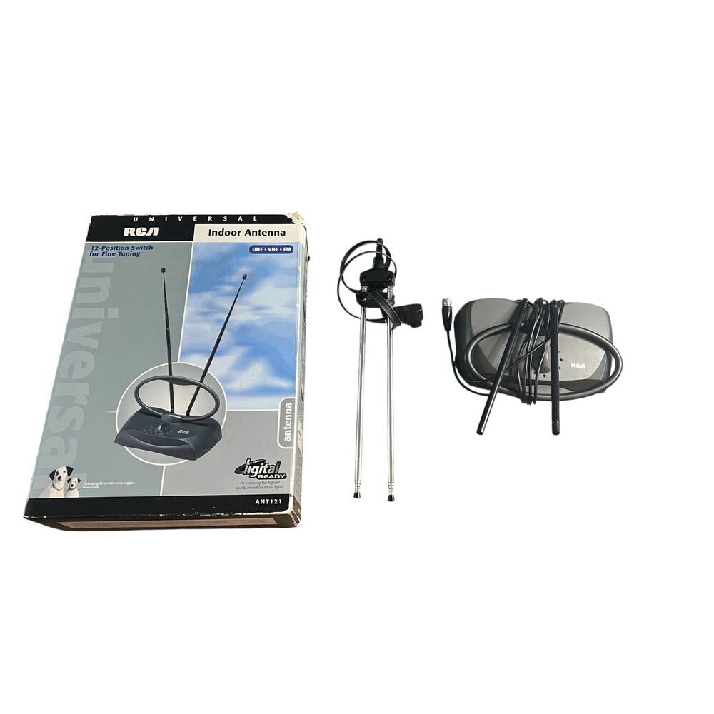 RCA ANT121 Universal Indoor Antenna UHF VHF FM 12-Position Fine Tuning‎ Black